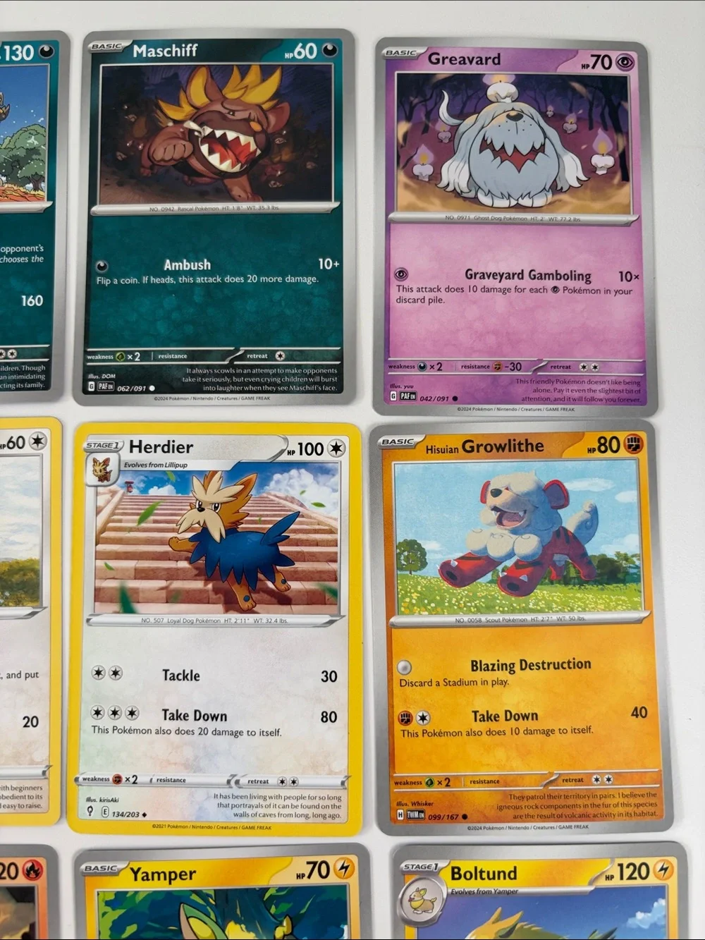 🐶 Dog Pokémon Card Lot | Mabosstiff Houndoom Growlithe Rockruff Yamper ✨5/$25✨